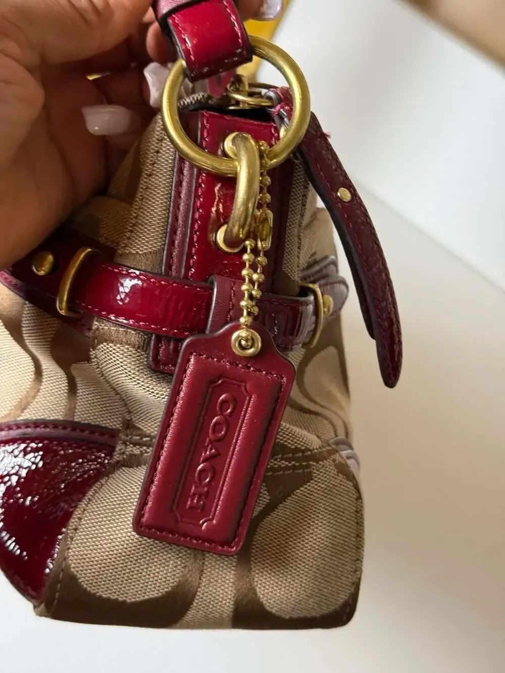 Beautiful Coach Legacy canvas burgundy, brown
